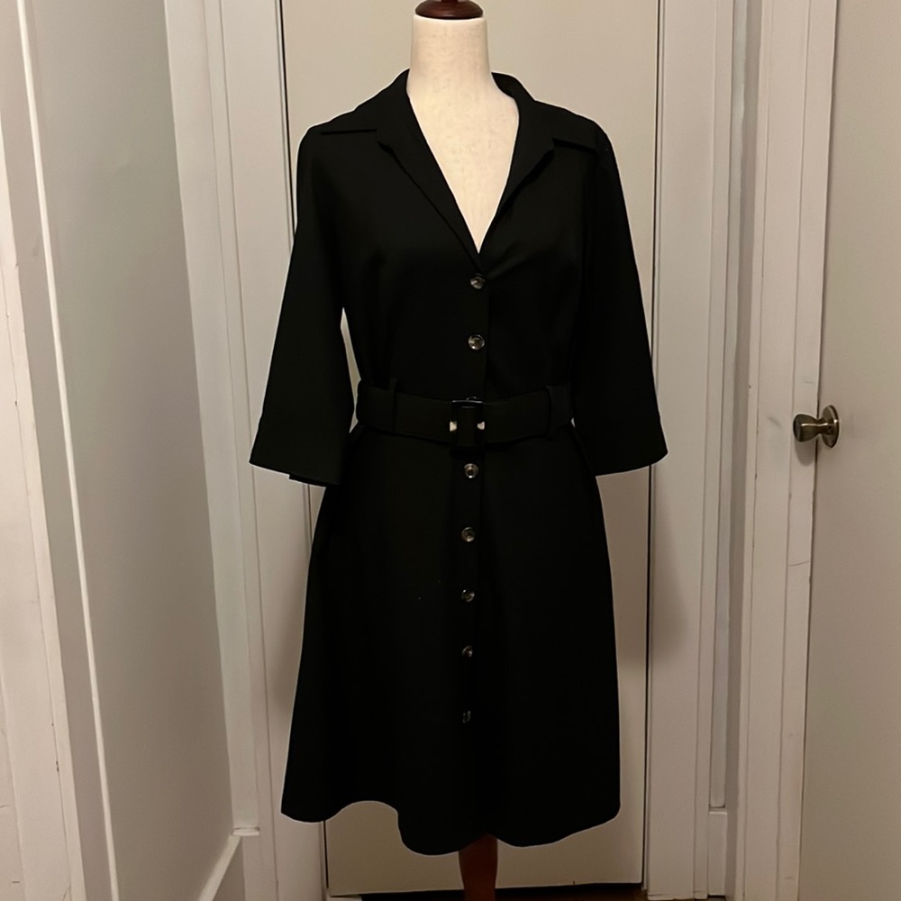 Ann Taylor black button down dress size 10